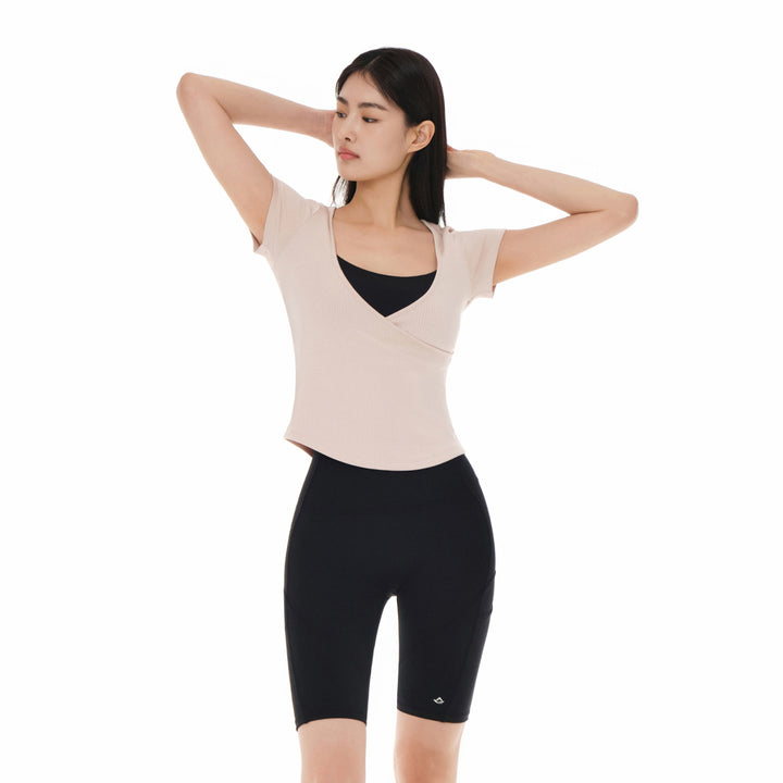 Fresh Ribbed Wrap Short Sleeve
