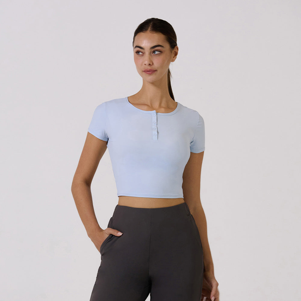 Icefresh Cropped Short Sleeve with Button