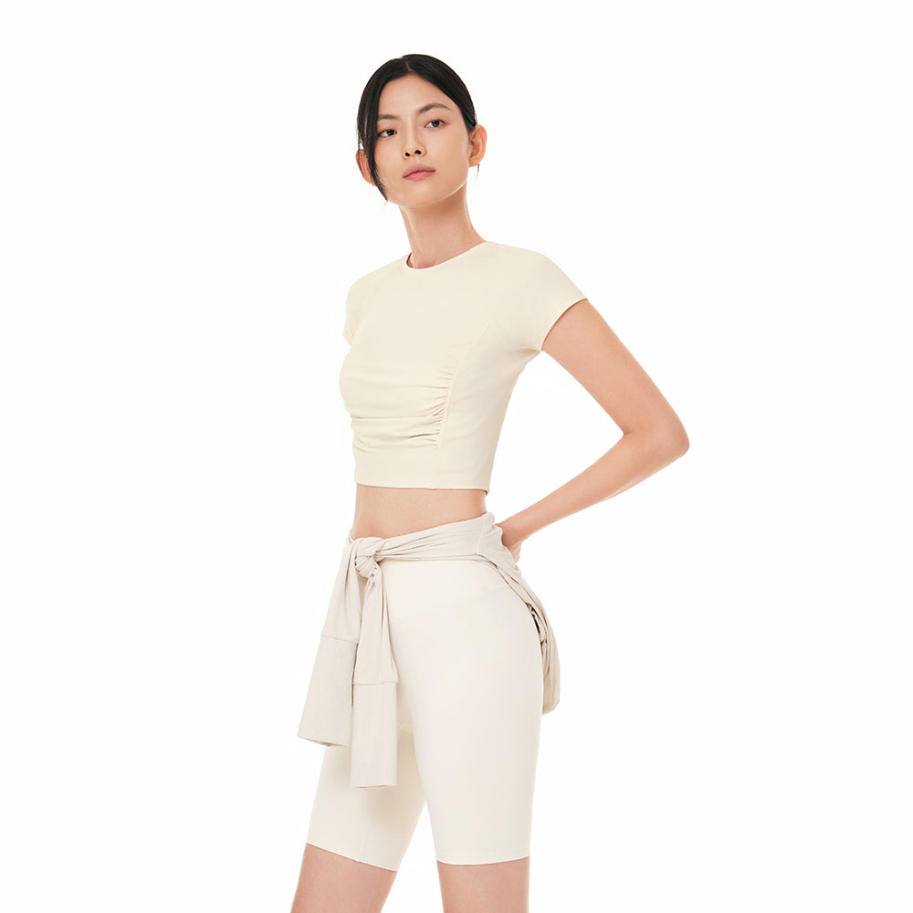 Airtouch Ruched Cropped Short Sleeve