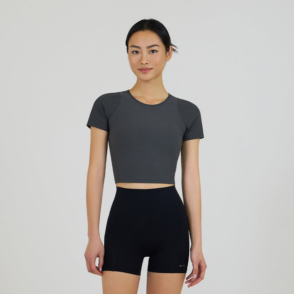 Cut Out Back Cropped Short Sleeve