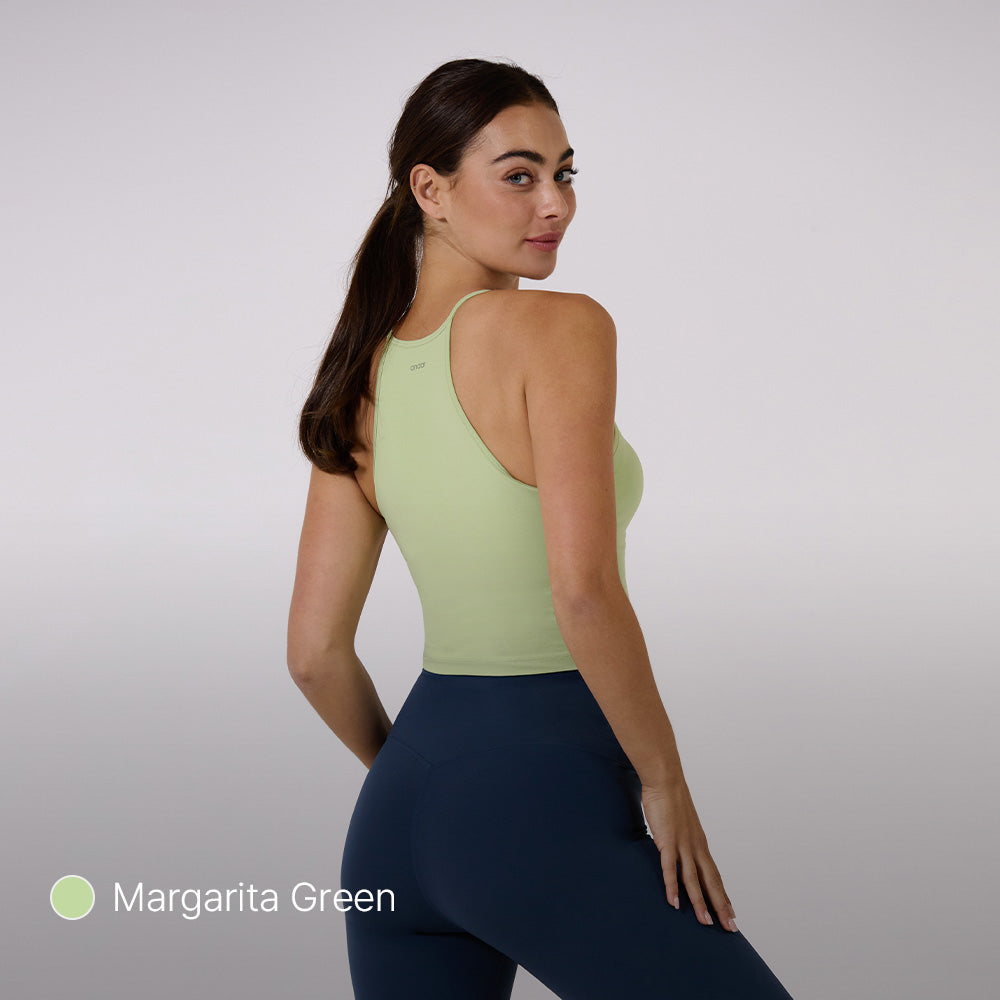 Halter Cropped Tank Top (with Pads)