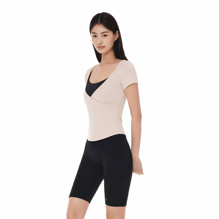 Fresh Ribbed Wrap Short Sleeve