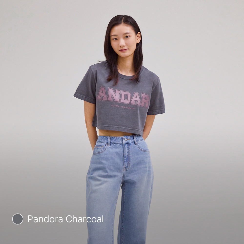 ANDAR Pigment Dyed Cropped Short Sleeve