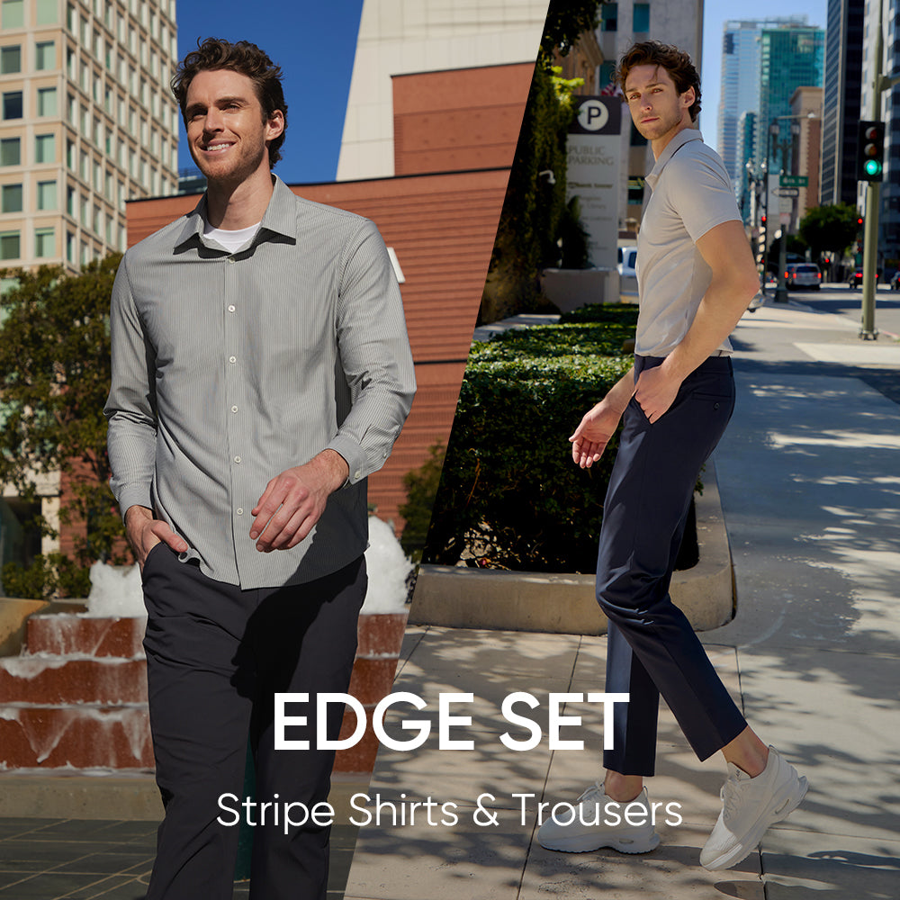 [35% OFF] Men's Smart Edge Set (Stripe Shirt & Airprime Trousers)