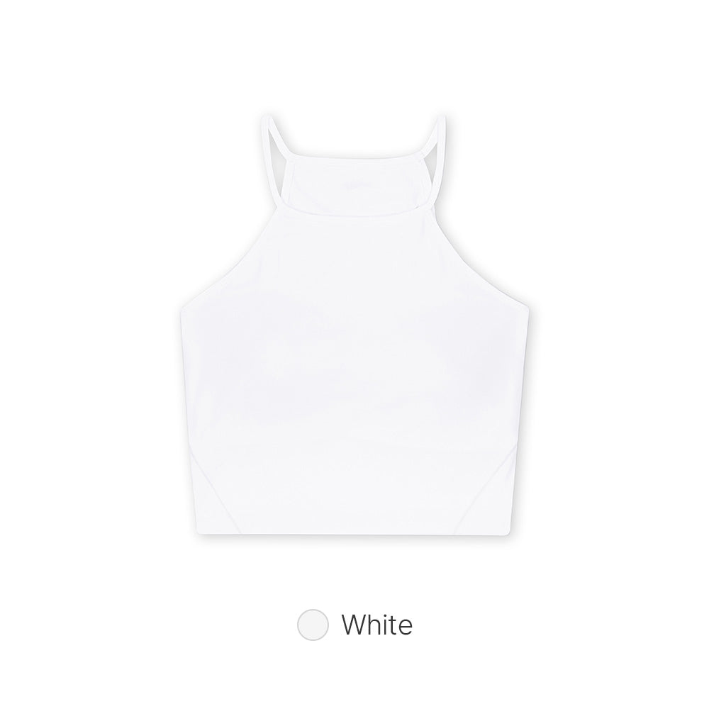 Halter Cropped Tank Top (with Pads)